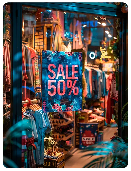 Colorful clothing shop with discount